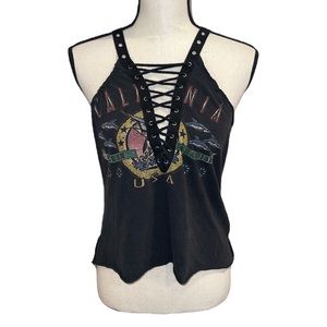 LF First of A Kind Ocean Paradise Graphic Tank w/ Lace Up Detail